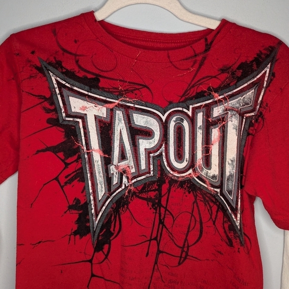 Y2K Tapout layered AOP lightning broken glass grunge MMA UFC long sleeve Tshirt - Picture 5 of 7